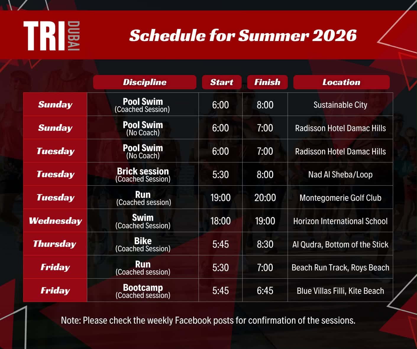 Weekly Training Schedule image